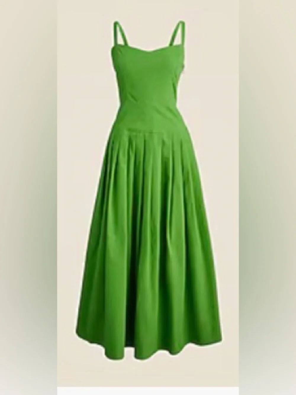 J. Crew Green Spaghetti-Strap Midi Dress